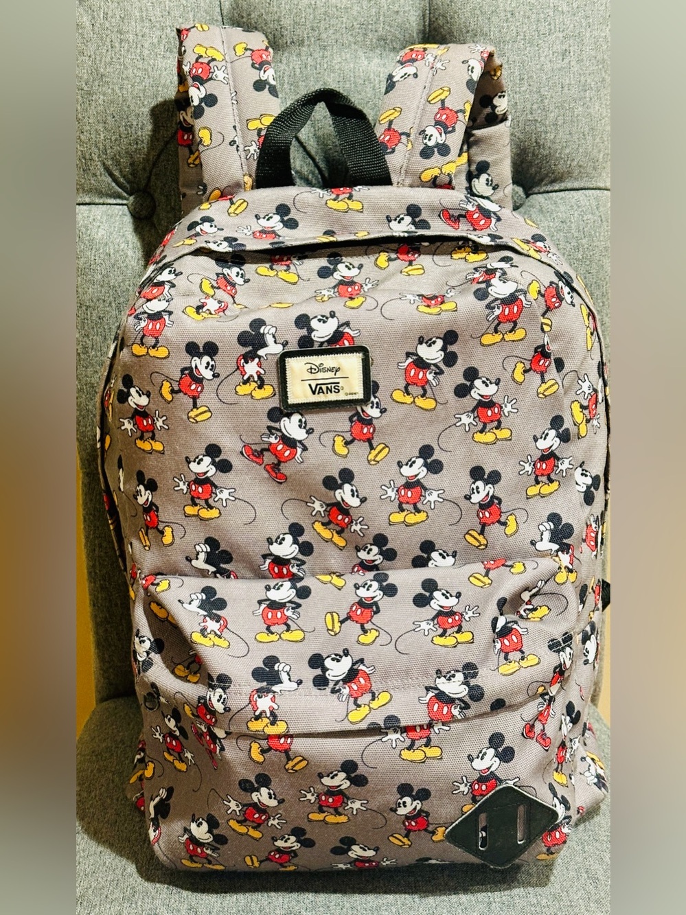 Vans x Disney Mickey Mouse Backpack Gray Lightweight School Travel Laptop Bag